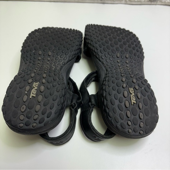 Teva Womens 10 Terri Fi Lite Black Leather Strap On Sandals Classic Adjustable - Picture 8 of 9